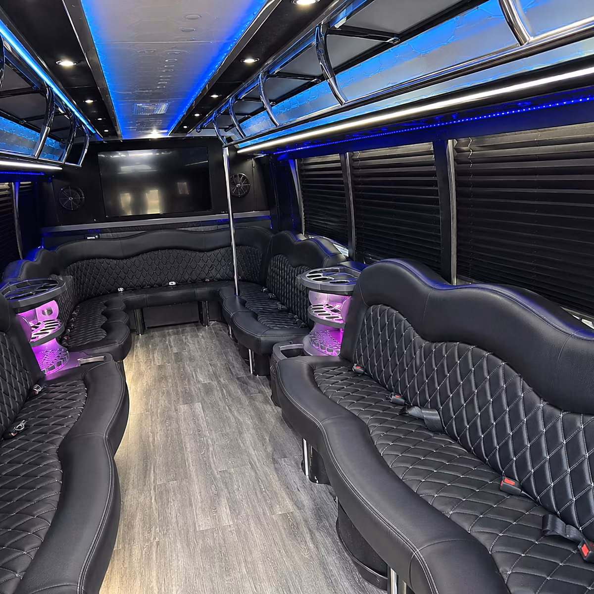 Anaheim Prom & Homecoming Transportation party bus interior