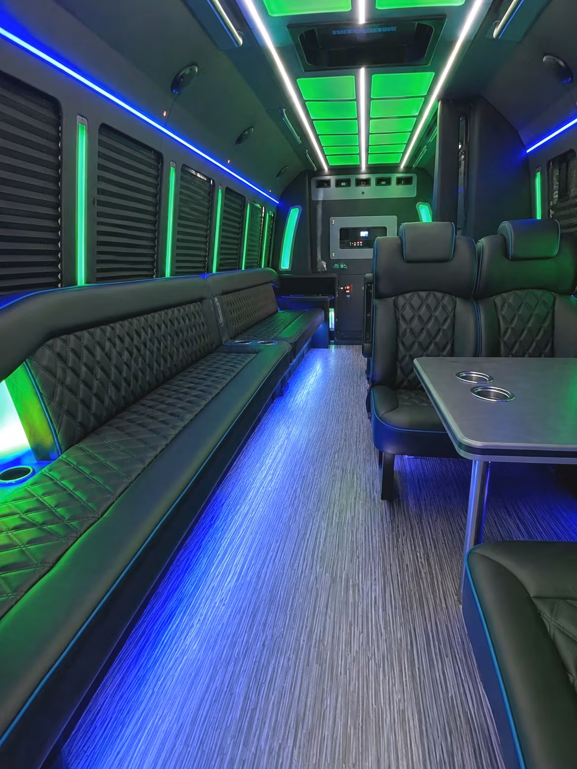 Anaheim Prom & Homecoming Transportation party bus interior