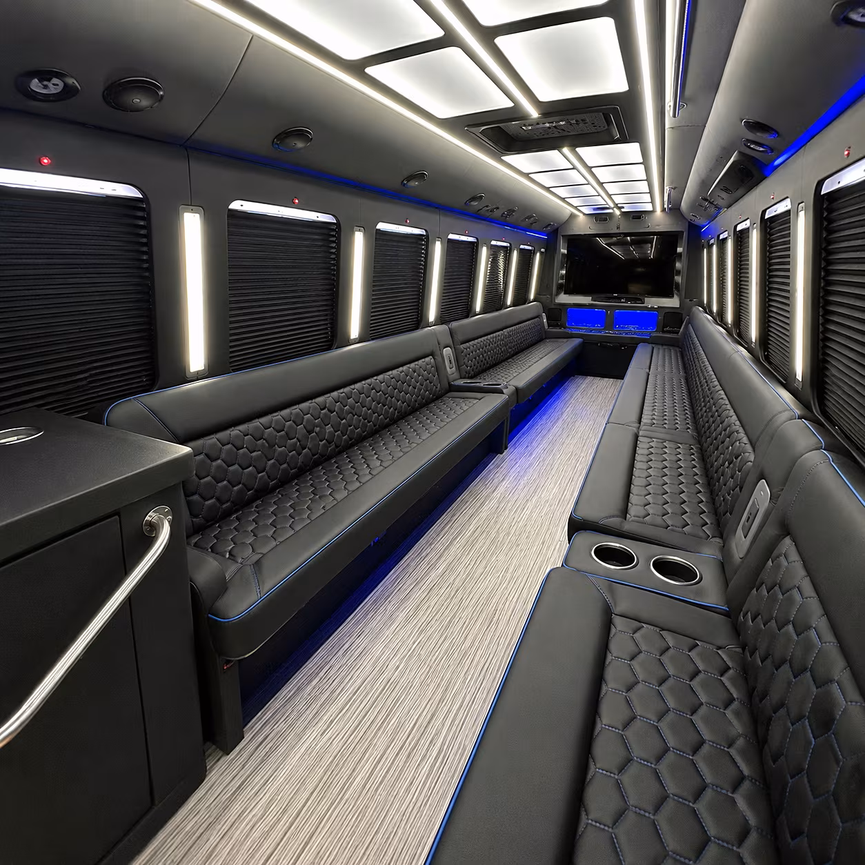 Anaheim Prom & Homecoming Transportation party bus interior