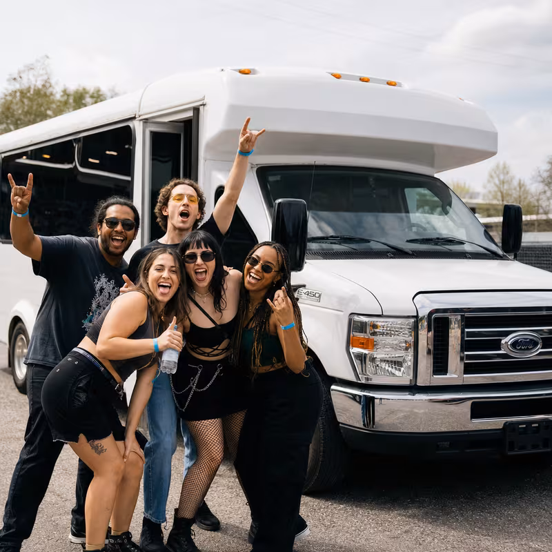 Black Mercedes Sprinter van staged for an Anaheim Concert Transportation group