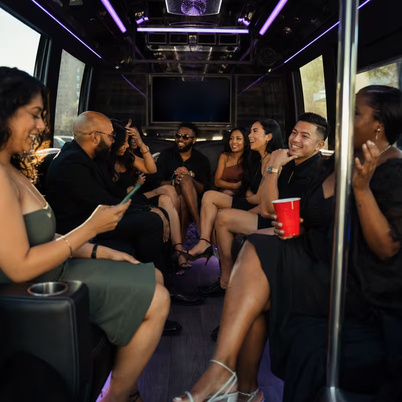 Black Mercedes Sprinter van staged for an Anaheim Private Event Transportation group