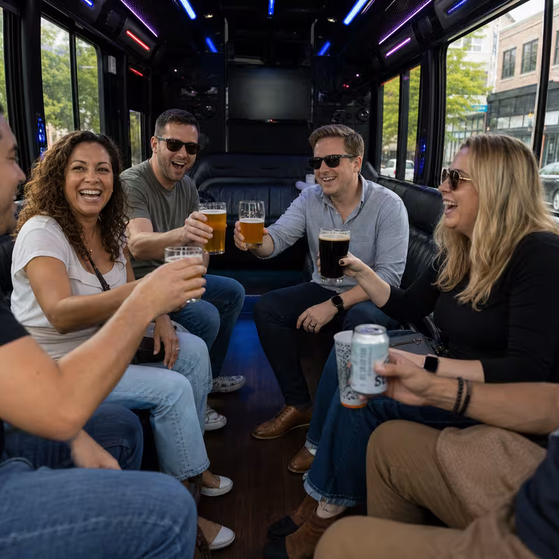 Black Mercedes Sprinter van staged for an Anaheim Winery & Brewery Tour Transportation group